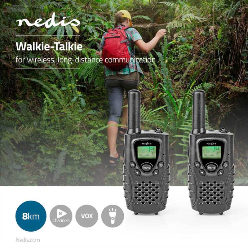 2835_NDS_9821 nedis Set walkie-talkie - 2 portatili - Fino a 8 km - Canali di frequenza: 8 -
