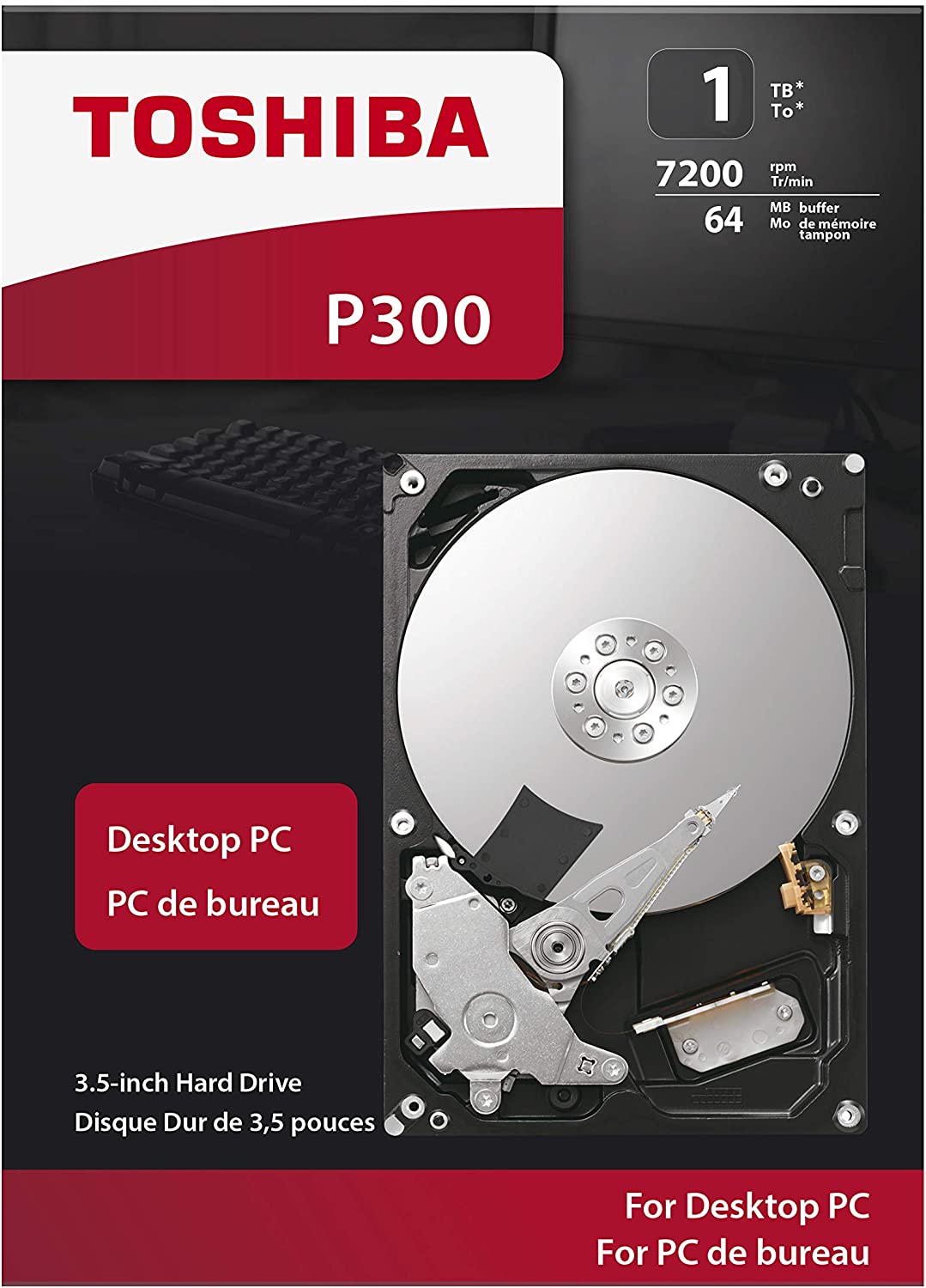 3648-2019 Toshiba P300 1TB 7200 rpm 64 MB Cache SATA 6.0 GB/s 8,9 cm desktop hard disk interno Pack